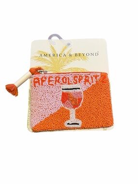 Aperol Spritz Beaded Coin Pouch - Pink & Orange